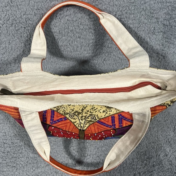 Laurel Burch Purse Handbag fabric Butterfly on both sides Zip Closure - Picture 5 of 7